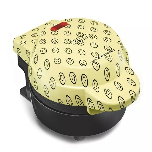 BELLA Printed Mini Waffle Maker - Yellow Smiley - Picture 2 of 8